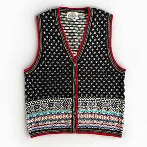 Cascade Classics Nordic Fair Isle Knit Sweater Vest M Angora Wool VTG Cabincore